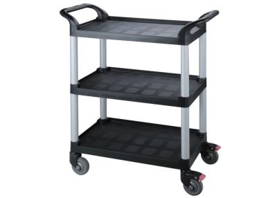 China Multi - functiona l3 - Layer Plastic Dining Cart with Side Waste - Collecting Bins for sale