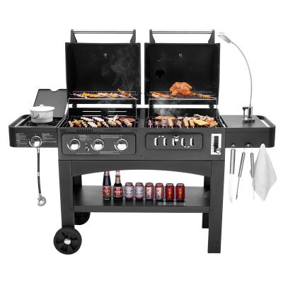China Flame Safety Commercial Kitchen Equipments Dual Fuel GAS / Charcoal BBQ Outdoor Combo Grills for sale