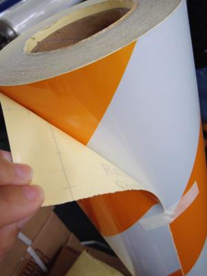 China White And Orange Reflective Tape Sheets , Retro Reflective  Stickers 1.24m*45.7m / roll for sale