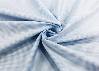 China 100% Polyester Shirt Fabric Warp Knitting Plain For Worker Blue Checks for sale