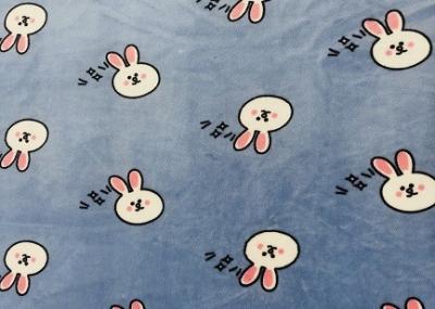 China Double Velvet Soft Blanket Fabric Cartoon Bunny 310GSM 100% Polyester for sale