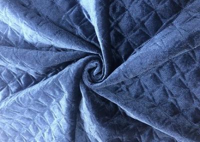 China Dual Layer Quilted Velvet Fabric For Bedding Navy Blue 320GSM 93% Polyester for sale