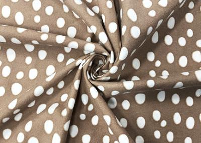China 140GSM 100 Percent Polyester Velvet Fabric Water Printing for Home Textile White Dots Brown for sale