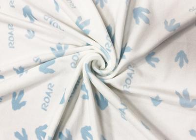 China 92 percenten Polyester Super Zacht van 8 Percentenspandex voor Baby Blauwe Voetafdrukken 260GSM Te koop