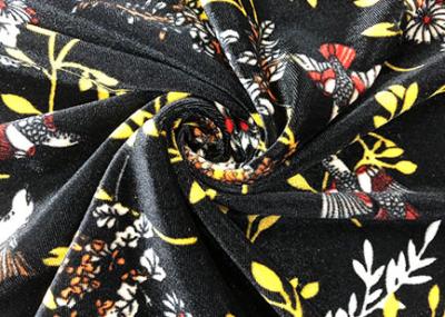 Китай Связанная искривлением ткань бархата полиэстера/ткань бархата птиц сделанная по образцу цветками продается