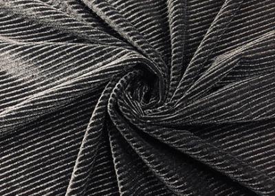 China 220GSM Stretchy 93% Polyester Corduroy Fabric for Clothing Sofa Black for sale