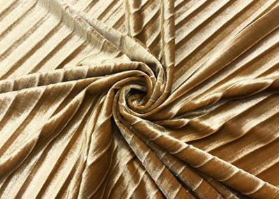 China 290GSM 93% Polyester Pleat Gold Velvet Upholstery Fabric For Lady'S Skirt Golden for sale