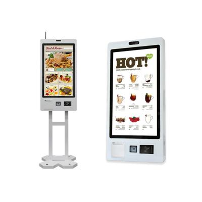 China 32 Inch Payment QR Scanner Printing Touchscreen Monitor Self Services Kiosk Touch Screen Food Ordering Machine for sale