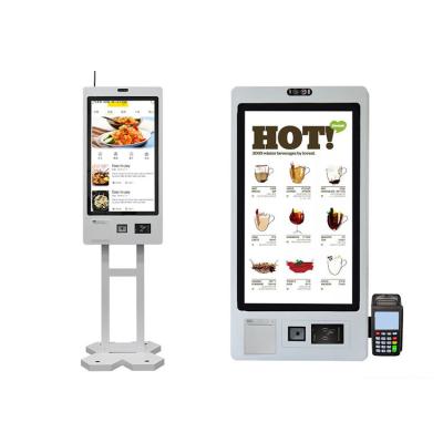China 32 Inch Self Service Payment Kiosk With Printer, Food Ordering Self Cashier Machine for sale