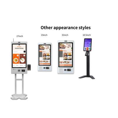 China 27 Inch Lcd Touch Screen Self Service Payment Kiosk Qr Scanner / Nfc Reader Ordering Printing for sale