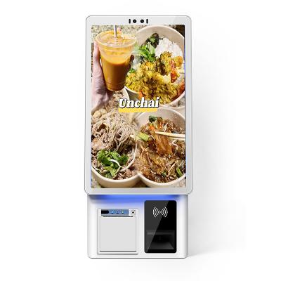 China Restaurant Self Service Checkout Kiosk Vertical Wall Hanging With Desktop for sale
