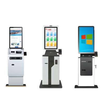 China Floor stand touch screen hotel automatic payment kiosk cash check in self service kiosk for sale