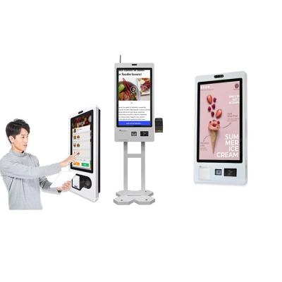 China Capacitive Touch 10 Point Self Ordering Kiosk Ticket Printing Qr Scanner Rfid Reader à venda