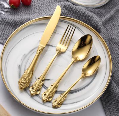 China NC888 Luxury gold Cutlery Set Stainless Steel wedding Flatware Set  for five star hotel for sale
