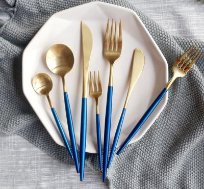 China China Supplier Stainless Steel Flatware Set with Blue and Gold Color NC099 Dinner Knife Fork Spoon for sale