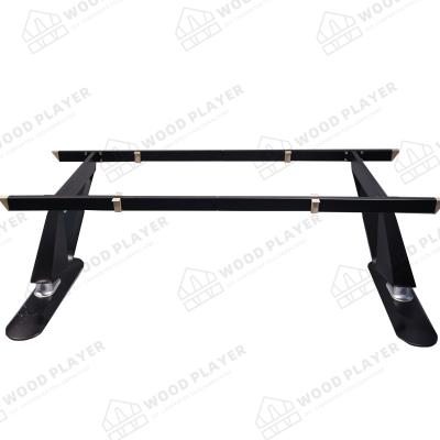 China Wrought Iron Crossed Steel Patio Table Legs Wood Grain for sale