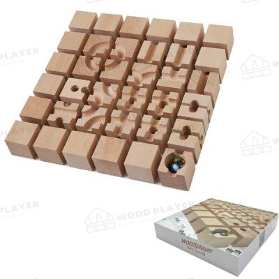 China Basic Combination 36PCS Ball Building Blocks Wooden Marble Track Building Blocks for sale