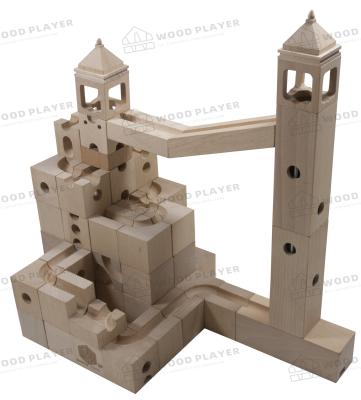 China Intellectual Development Toy 46 Pcs Wooden Puzzles Marble Run Building Blocks for sale