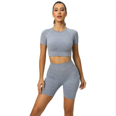 China Short-sleeved yoga suit sexy high-waisted abs short-style yoga suit movement for sale