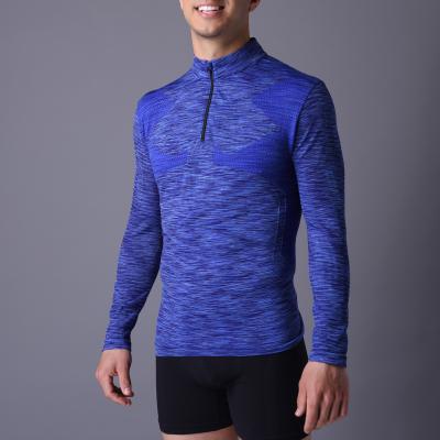 China Active men's sport coat,  XLSC002, melange blue, seamless stretch long sleeve,T-shirt.  better silhouette for sale
