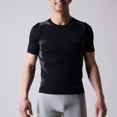 China T-shirt,   short sleeve,  Men's sports wear,  black and  grey block,   XLSS002, man underwear,  seamless shirts. for sale