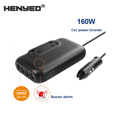 China 160W car power inverter 18W QC3.0 charger 24W 3*usb sockets 12V 110V 60Hz for sale