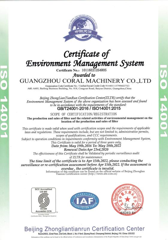 ISO 14001 - CORALFLY FILTER