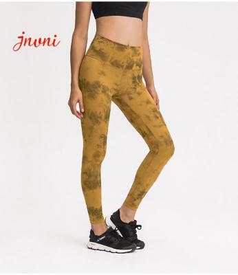 China Crotchless Nude Tie Dye Yoga Pants Leggings For Women High Waisted Tight for sale