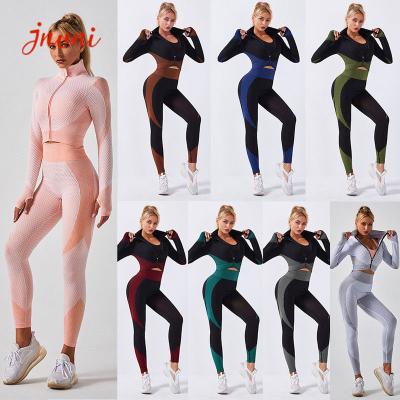 Китай Женщины урожая молнии верхние Activewear 2 частей установили гетры йоги высокой талии безшовные продается
