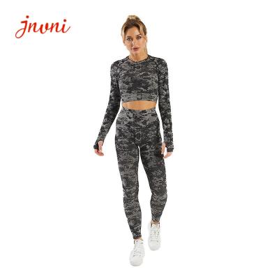 China Seamless Clothing Camo Printed  Women Activewear Sets 3 Pieces for sale