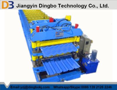 China 5.5kw Roof Sheet Tile Roll Forming Machine in Wall / Roof Construction Hydraulic Cutting for sale