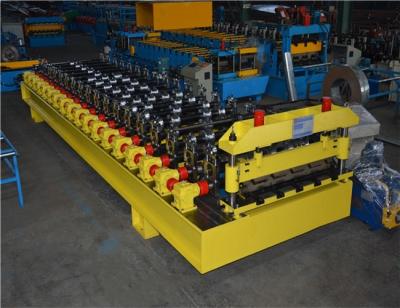 China 609mm Coil Width Corrugated Roll Forming Machine With Hydraulic Cutting Barrel for sale