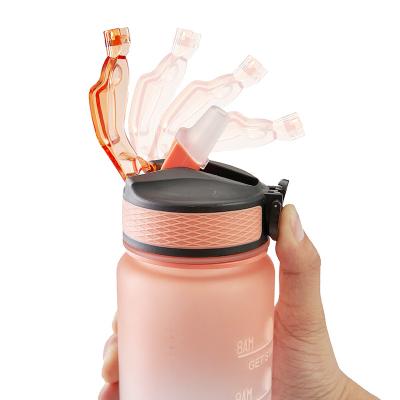 China Gradient Motivational Gallon Water Bottle Tritan Sippy With Straw for sale