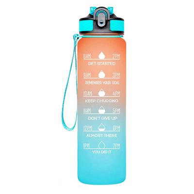 China Trigger Spray PET Plastic Sports Water Bottles Running Insulated Motivational Water Bottle for sale