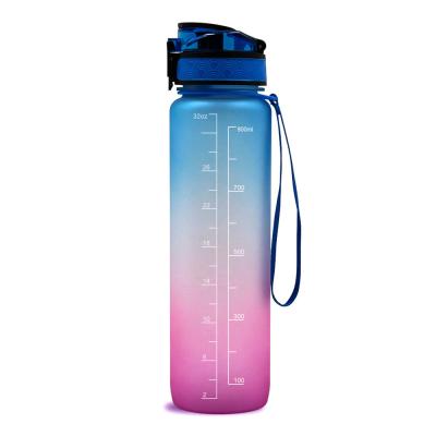 China BPA Free Drinking Water Bottle with Time Marker & Straw for sale