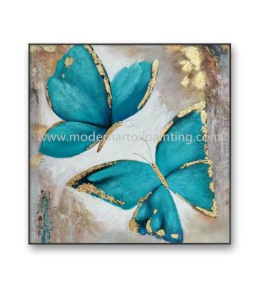 China Butterfly Art Oil Paintings Colorful Animal Canvas Modern Style 80 X 80 Cm for sale