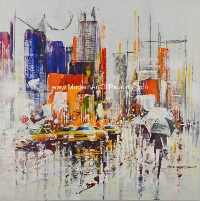 China Handmade Abstract cityscape wall art painting,  Acrylic Canvas Paintings streched for sale