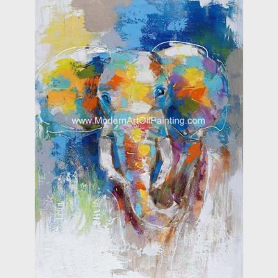 China Abstract Colorful Elephant Painting On Canvas / Animal Print Canvas Wall Art for sale