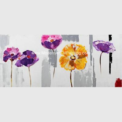 China Hand Painted Abstract Art Canvas Paintings , Acrylic Purple Floral Wall Art for sale