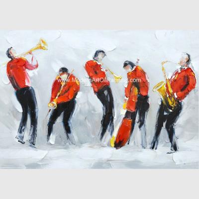 China Large Contemporary Oil Paintings Music People Polyester Fabric For Living Room Wall Decor for sale