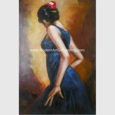 China Hand Painted Spanish Oil Painting / Female Painting Flamenco Dancer Canvas Art for sale
