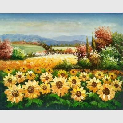 China Custom Palette Knife Sunflowers Oil Painting, Decorative Hand Painted Art on Canvas for sale