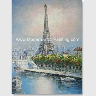 China Impression Paris Oil Painting Paris Street Stretching Frame One Panel Office Deco for sale