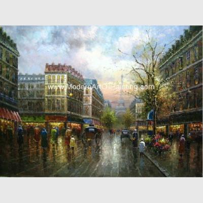 China Thick Oil Colorful Paris Painting , Impressionism Wall Art Paris Street Living Room Deco for sale
