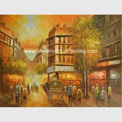 China Framed Paris Oil Painting Eiffel Tower Paris Street Eco-Friendly For Leisure Clubs for sale