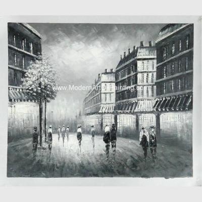 Cina Pittura a olio classica tela di tela di verniciatura di Parigi in bianco e nero, paesaggio del mestichino in vendita