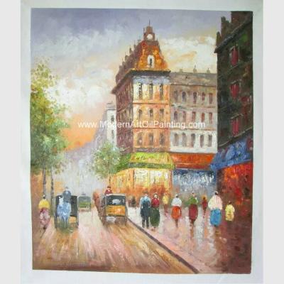 China Impressionist Street  Paris Oil Painting Landscape Acrylic Palette Knife For Children Room for sale