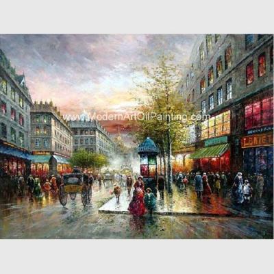 China Palette Knife Paris Oil Painting Paris Street Thick Oil 50 cm x 60 cm For cafes for sale