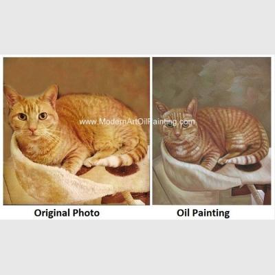 China Cat Portrait Oil Painting Hand - pintada com textura para transformar sua foto em uma pintura à venda