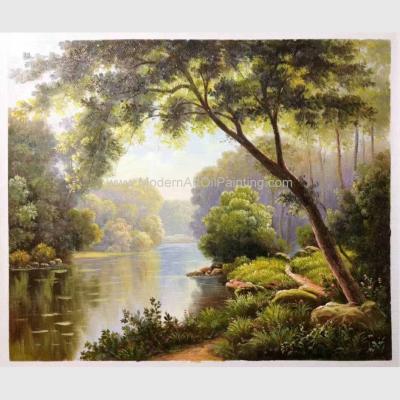 China Paintings Of Landscapes Scenery Fresh Forest Modern Abstract Wall Art Oil Painting for sale